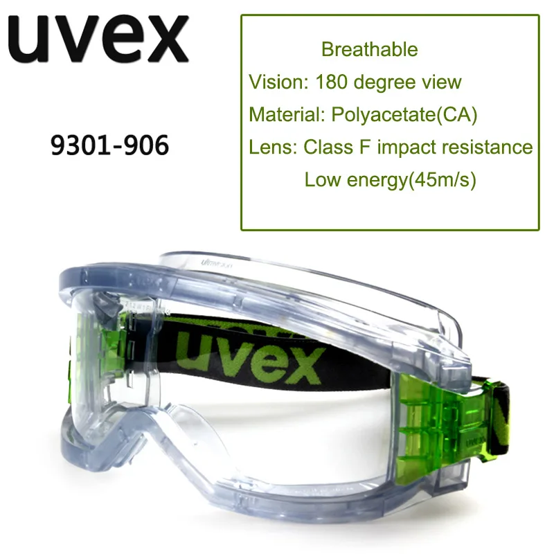 UVEX защитные очки, анти-ударные, ветрозащитные, пылезащитные очки, прозрачные очки, уличные, спортивные, для верховой езды, рабочие очки - Цвет: 9301-906
