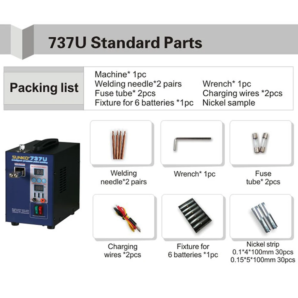 SUNKKO 737U точечная сварочная машина Мини домашняя прецизионная импульсная батарея Портативная зарядка через usb тестирование точечная сварочная машина