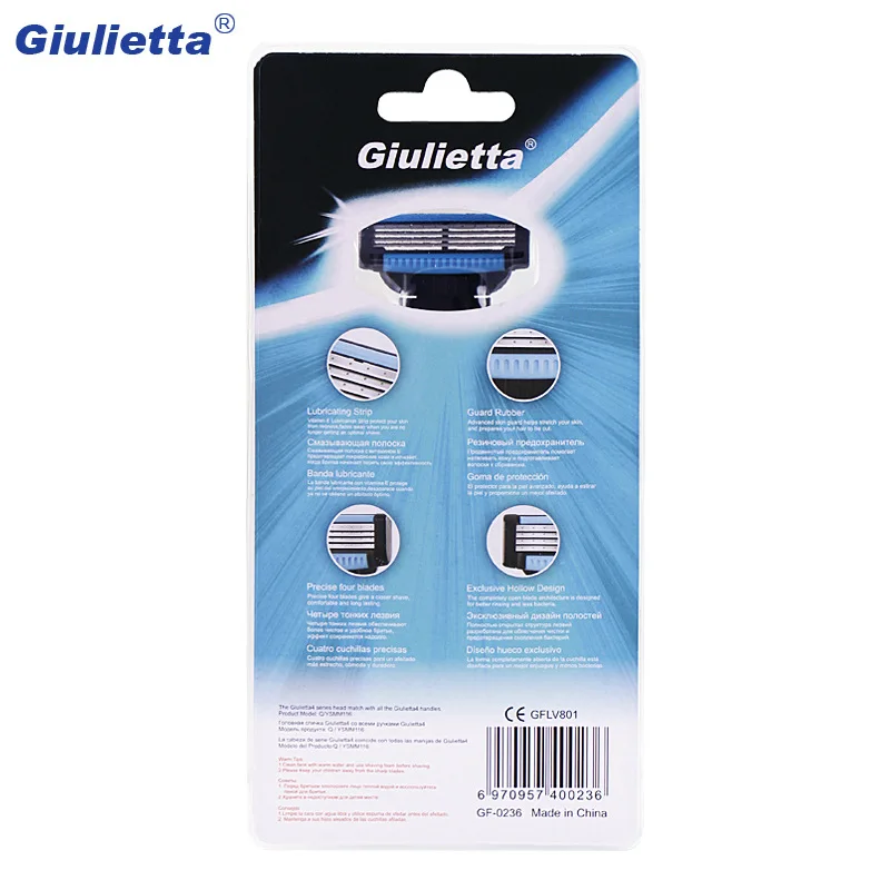 1 держатель+ 2 режущая головка Giulietta Новая мужская четырехслойная ручная бритва четырехслойное лезвие общая трехслойная стойка
