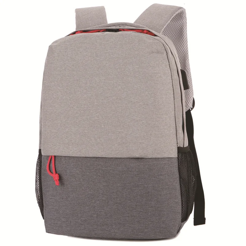 Повседневный Рюкзак с зарядкой от USB, 14 дюймов, сумка для ноутбука, унисекс, Большой Вместительный нейлоновый водонепроницаемый рюкзак для путешествий на открытом воздухе для подростков - Цвет: Grey no zippe