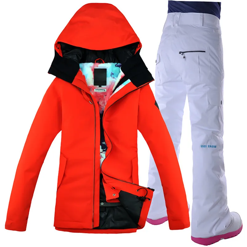 

Gsou Snow Women Ski Suit Snowboard Jacket Pant Thermal Suit Waterproof Windproof Outdoor Sport Wear Super Warm Female Clothing