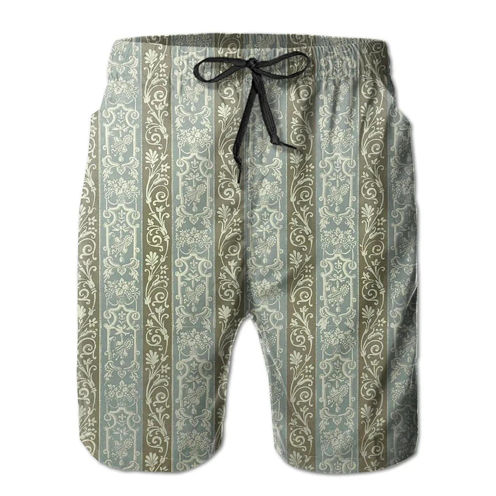 TALISMANO Summer Mens Board Short Paisley Stripes Pattern Elastic Waist