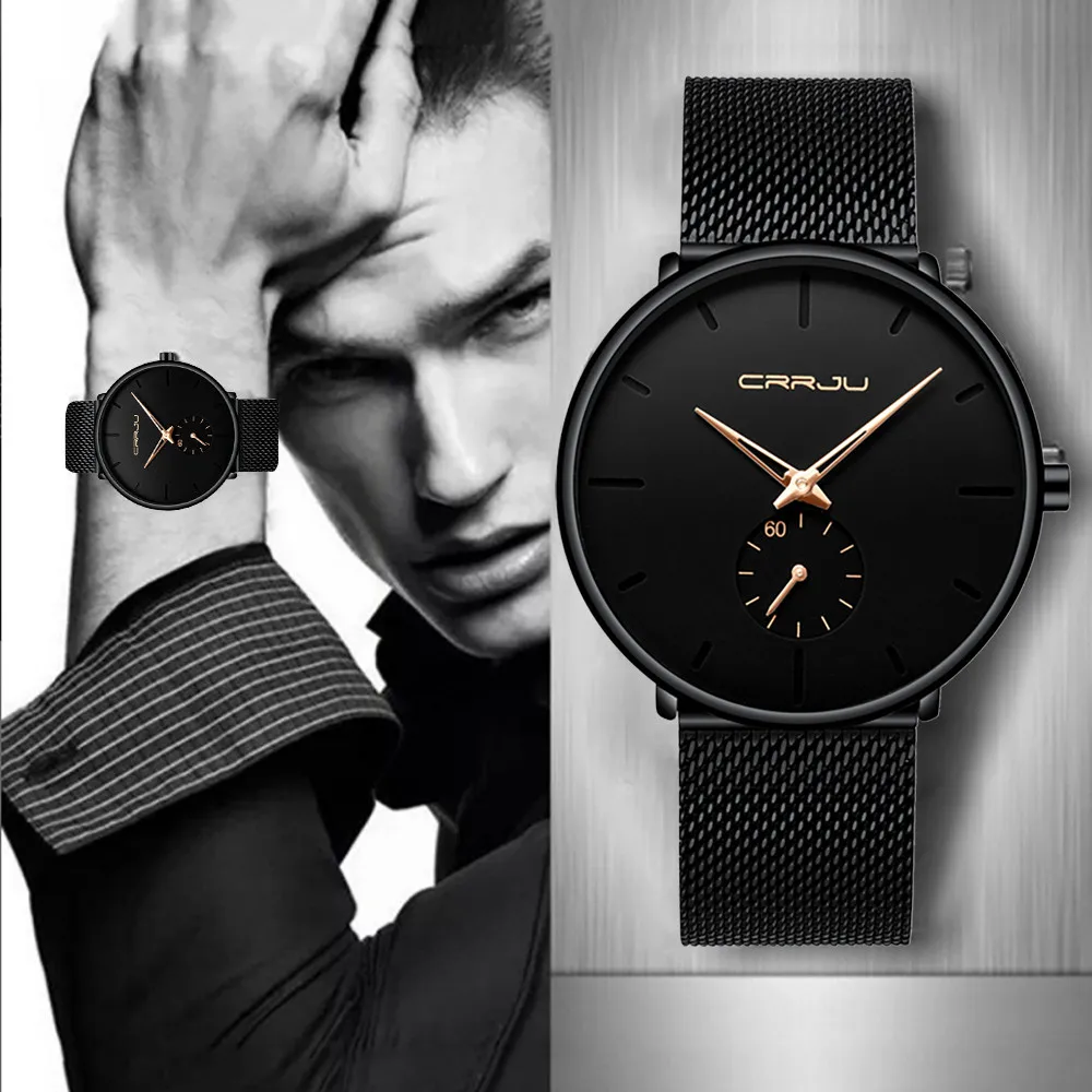 

Gofuly Original quartz movement 30 Meter Waterproofing Super Thin Men's Business Watch Black Leisure Wristwatch