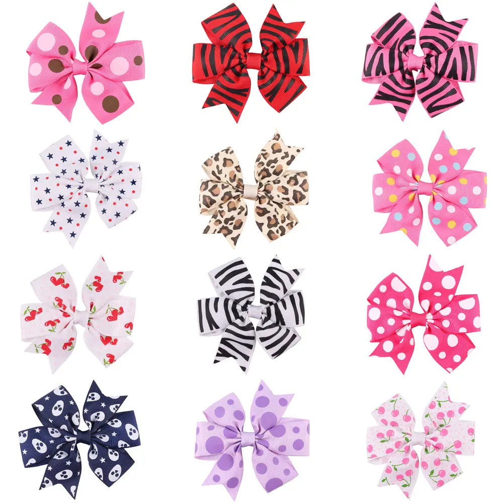 3.5 Inch Baby Girls Hair Bow Grosgrain Ribbons Lined Clip Boutique | Детская одежда и обувь