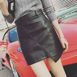 Для женщин Летняя мода нерегулярные PU мини-юбка 2018 корейский Тонкий высокой талией Искусственная кожа Kawaii Юбка для девочек школьная Faldas Mujer