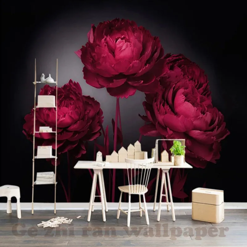 

Gezhiran Custom 3D Mural Wallpaper Modern Romantic red roses livingroom bedroom tv sofa Wallpaper Interior Home decor