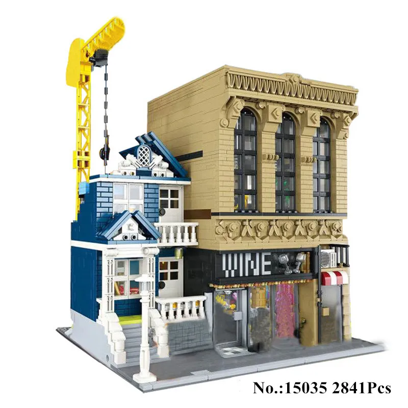 

15035 2841Pcs Creative MOC The Bars and Financial Companies Set Children Educational Building Blocks Bricks LEPIN Toys