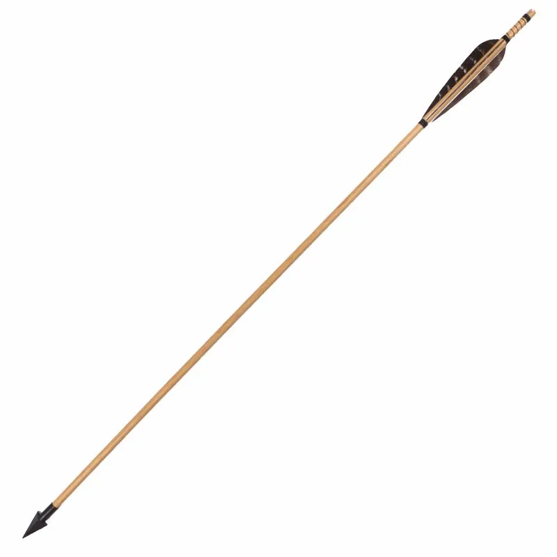 Tiro com Arco de Madeira Setas com Broadheads Real para Adulto Pena Tradicional Arco Recurvo Longbow Caça Tiro Esportes 12 Pçs Aço 3 High Quality Esporte e Lazer