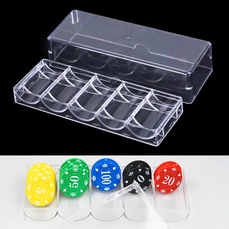 

New Casino Game Acrylic Fine Chips Tray Chips Case With Covers Poker Chips Transparent Box
