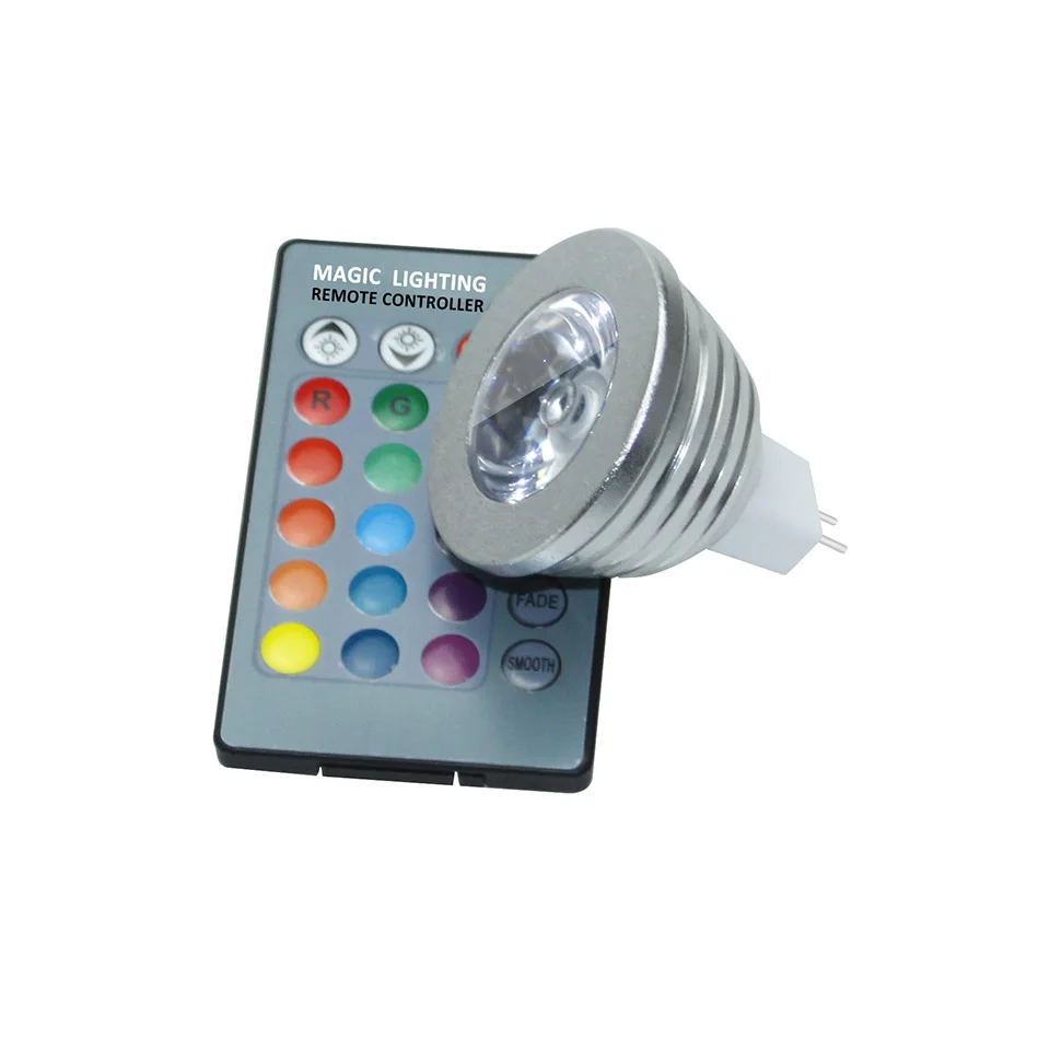 Светодиодный точечный светильник 16 цветов RGB E27/GU10 AC: 86-265V MR16 DC: 12V RGB цветной светодиодный светильник 3W освещение+ 24 ключа ИК пульт дистанционного управления