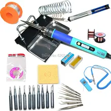 ЕС цифровой ЖК Регулируемый Электрический паяльник или 936 паяльная станция набор сварочный ремонтный набор пинцет/паяльный наконечник