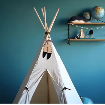 

C Tent Hanging Pendant Room Bed Wall Wood Feather with rope decoration Nordic INS ornaments props Toy Kids Christmas Gift