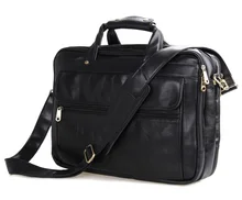 Maxdo Black Men Messenger Bag Real Genuine Leather Briefcase Portfolio 15.6” Laptop Bags Business Travel Bag #M7146A