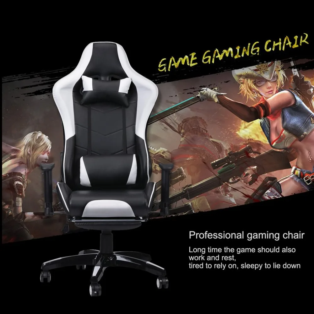 

Racing Gaming Office Chair Computer Desk 360 Degree Chair Adjustable Seat & Armrests Height Backrest Recline Retractable Leg
