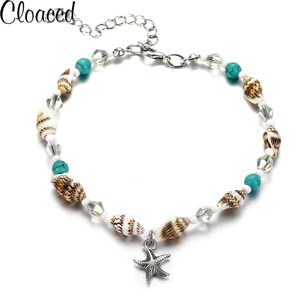 

Bohemia Shells Bead Starfish Anklets for Women Vintage Handmade Statement Bracelet Anklet Foot Jewelry