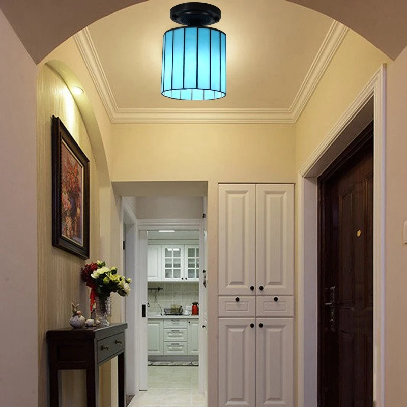 Tubo de Vidro Luzes de Teto Sala de Estar Luzes de Iluminação do Corredor de Entrada Tiffany Estilo Amarelo Corredor Varanda Antigo 9 de teto sala de estar corredor corredor