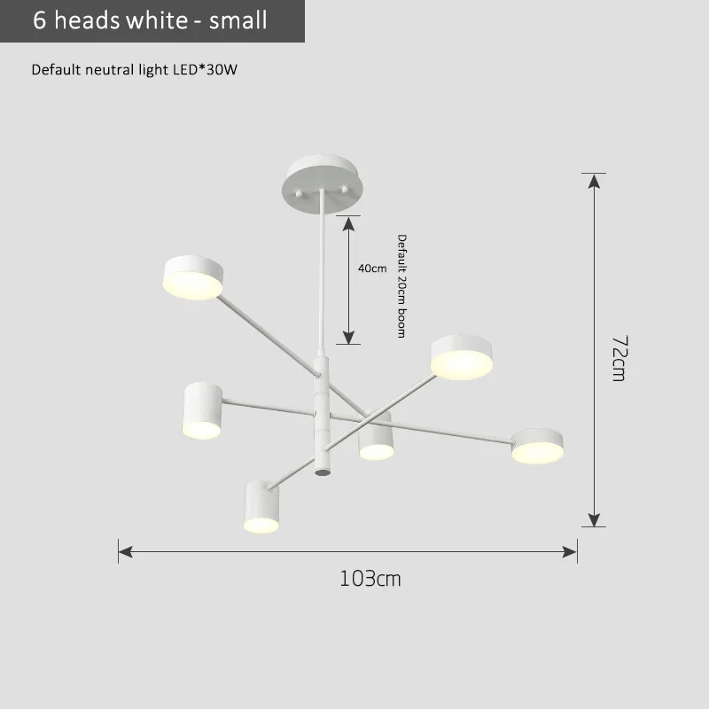 Простые современные подвесные светильники для гостиной, атмосферный домашний ресторан, креативная личность, Скандинавская спальня, подвесной светильник - Цвет корпуса: 6heads white small
