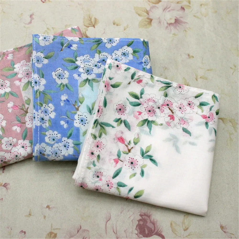 HMS 1pc 43x43cm Women Lady Girl Cotton Square Handkerchief Sweat Towel Printed Flower FM01