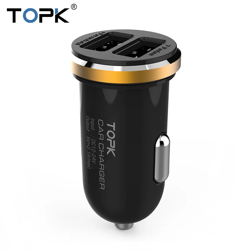 

TOPK 5V 2A Universal Dual USB Car Charger Mini Car-charger Adapter for iPhone Samsung Xiaomi HTC