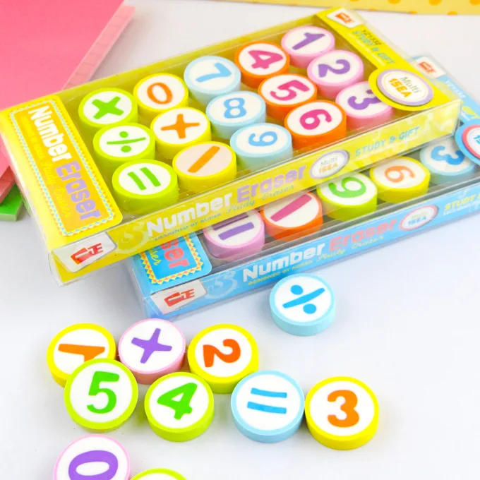 15pcs/set Student stationery creative digital eraser lovely gift boxed