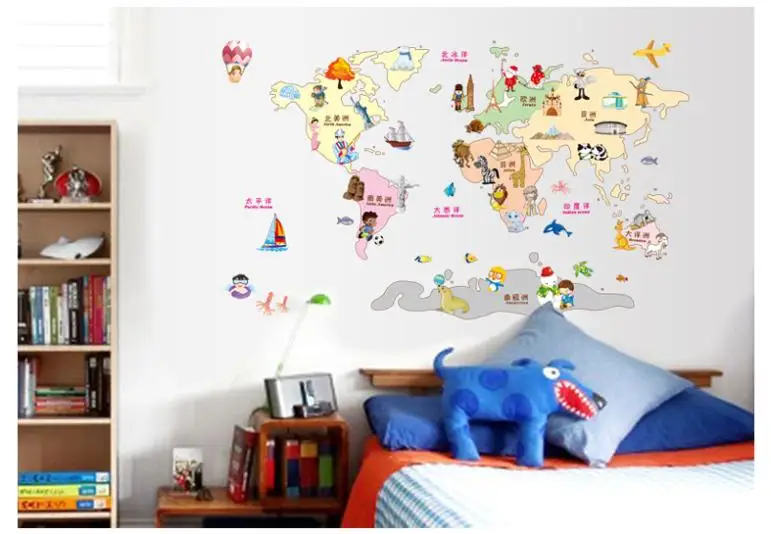 Cartoon Animals Kids Children Wall Stickers Bedroom Art Decal For Play Study ed