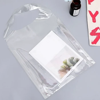 

BEAU-1Pc Plastic Pvc Shopping Bag Totes Transparent Pu Clear Holographic Handbag