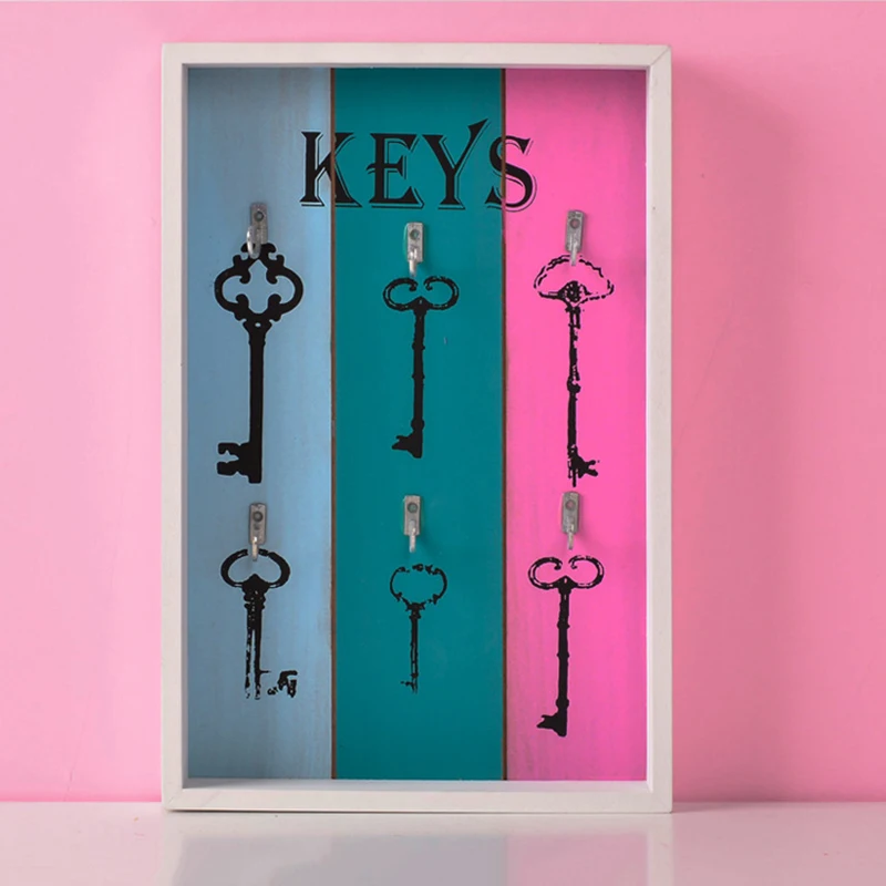 Colorfull Key Shelf Деревянный крючок для хранения ключей, вешалка, полка, кухонный органайзер, Настенный декор, подвесные полки, настенный стеллаж для украшения дома - Цвет: Colorfull Key Shelf