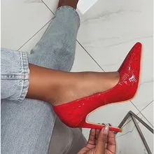 2019 New Pu High Heel Pumps For Women Stone Pattern Pointed Toe Thin Heel Spring Autumn Party Sexy Night Club Heeled Pumps Shoes