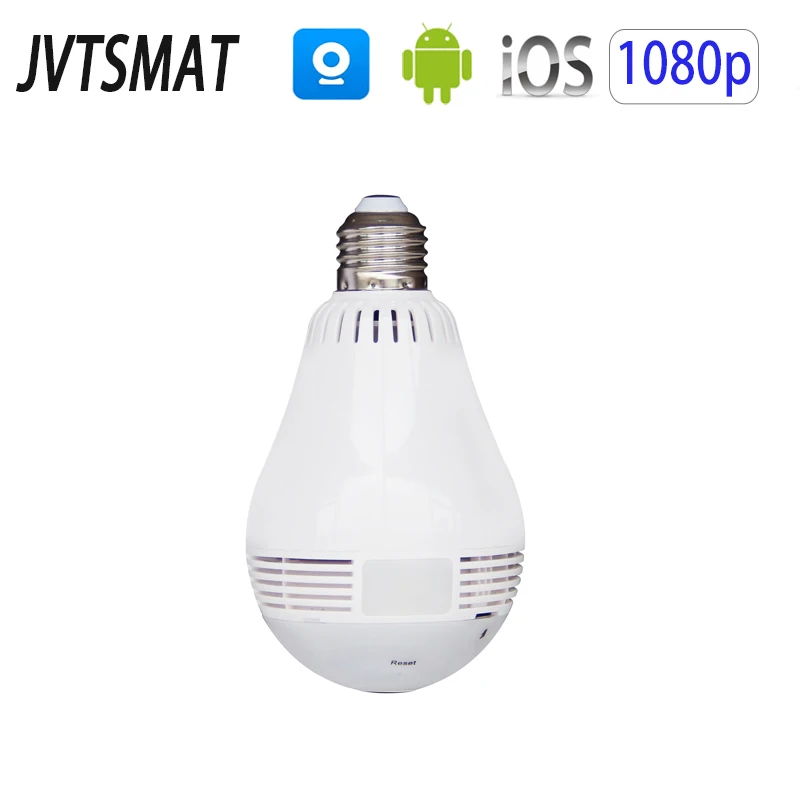 

jvtsmart 360 degree Wifi Wireless IP Camera light bulb Panoramic Two way audio white 1080P Full Color Wireless Smart Camera