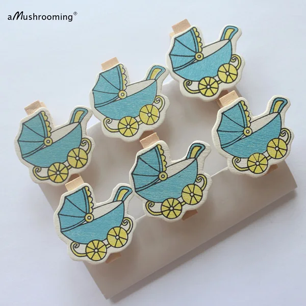 x6 Wooden Mini Clothespins Baby Shower Decorations Newborn Baby Girl