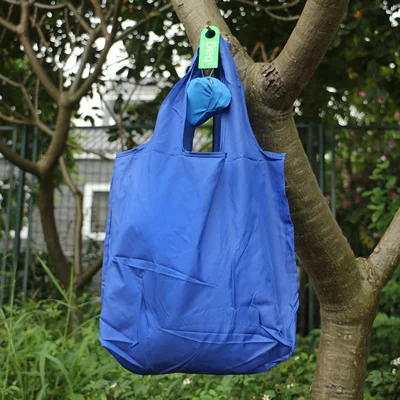 Round ball Elastic Cotton shopping bag foldable tote Reusable Portable Shoulder Folding pouch handbags printing bule