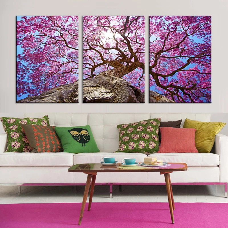 

Nordic Beautiful Cherry Trees Oil Painting Picture Canvas Art Print Cuadros Tableau Decoration Modular Painting Flowers The Wall