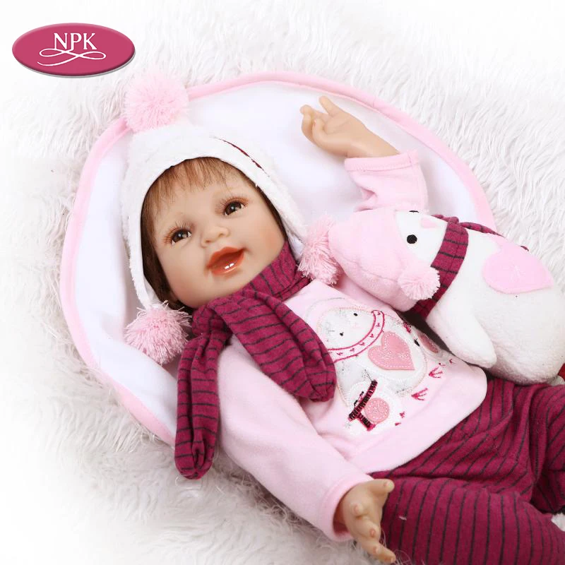 NPK 55 см Силиконовые Reborn Baby Doll улыбка Девушки Мода Дети Рождественские подарки реалистичные дети мягкие игрушки Bebe возрожденная менина Bonecas