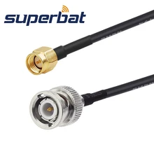 Superbat RF коаксиальный кабель BNC прямой штекер SMA Мужской прямой безопасности мониторная антенна подачи помощью соединительного кабеля RG174 100 см