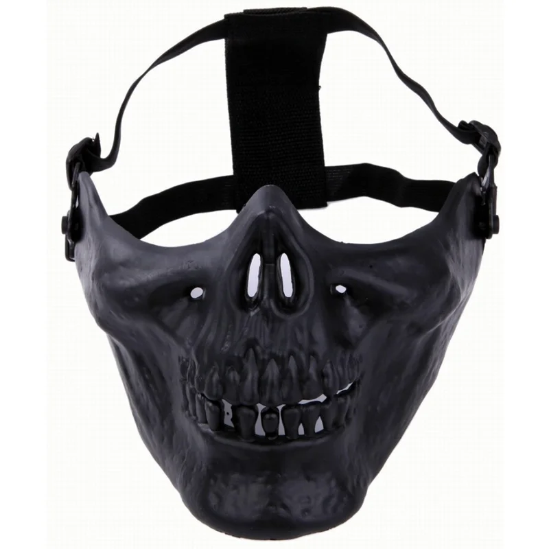 

Tactical Airsoft Paintball Skull Ghost Protective Skeleton Half Face Mask Black Military CS Wargame Halloween Cosplay Party