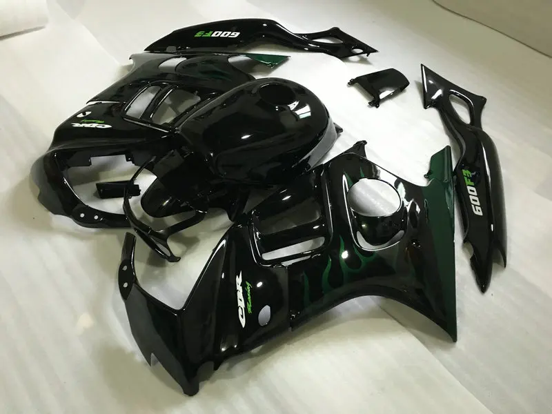 Мотоцикл обтекатель комплект для Honda CBR600F3 97 98 CBR600 F3 CBR 600F3 1997 1998 ABS зеленый Пламя Черный обтекатели комплект+ подарки HA08