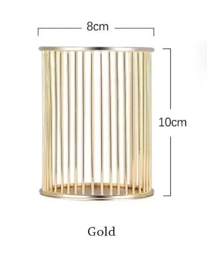 Настольный держатель щеток для макияжа Многофункциональная офисная золотая металлическая подставка для карандашей кухонная посуда корзина для хранения Органайзер - Цвет: B Gold