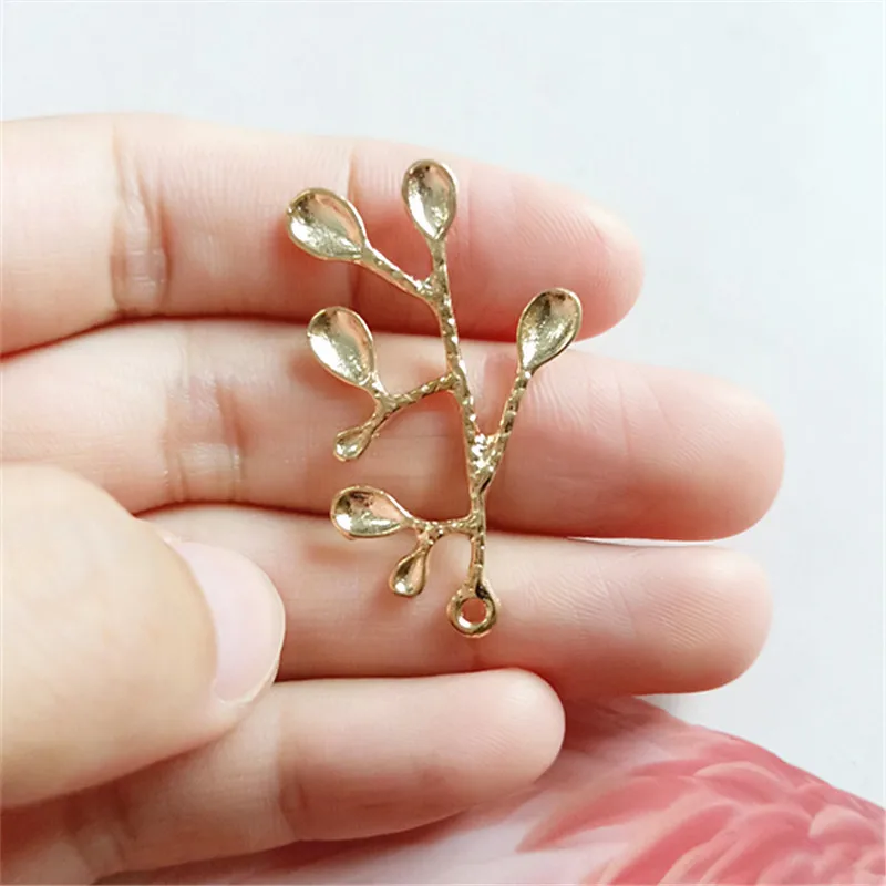 

50PCS 23*36mm Alloy Material Gold color Branch charm Pendant for Head Jewelry DIY Wedding Jewelry Accessory Findings