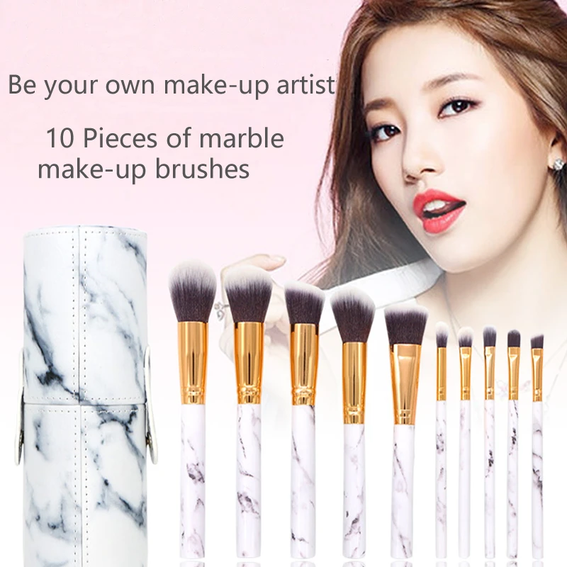 

Fallen Angel 10PCS Highlighter brush Brushes Face Foundation Powder Eyeshadow Eye Blending Cosmetic Marble Makeup Brush Tools