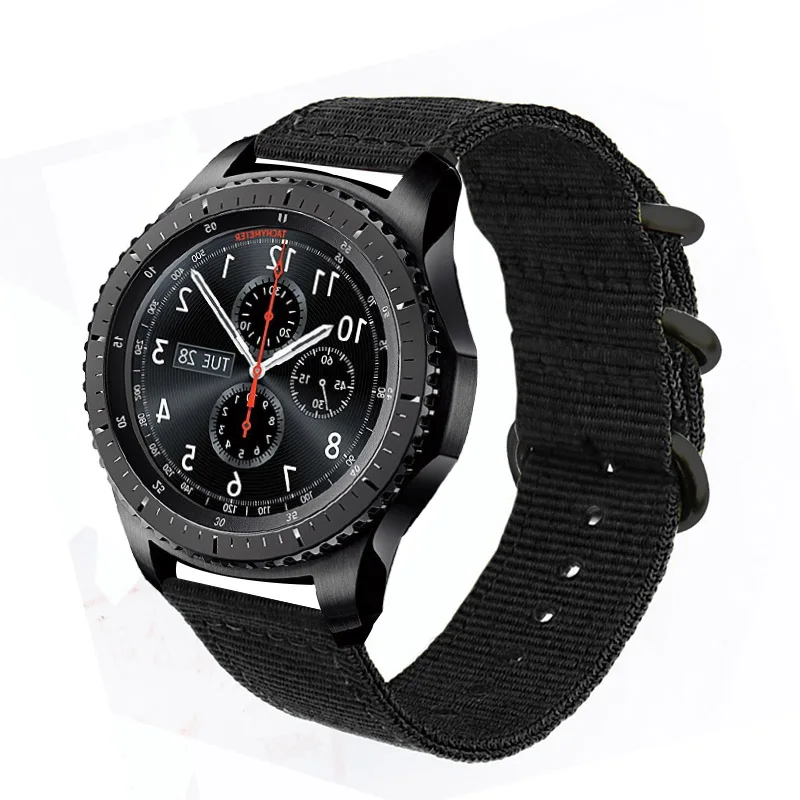 Цветной нейлоновый ремешок для samsung gear S3 s2 sport Frontier Classic Watch Band для xiaomi huami amazfit bip pace lite ремешок - Цвет ремешка: Black