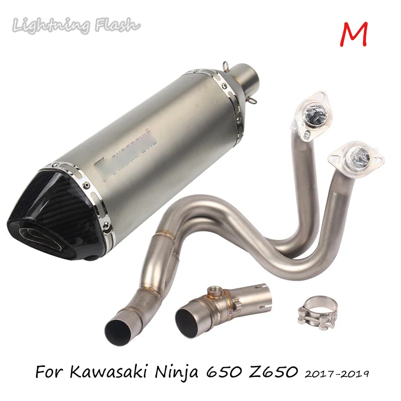 Для Kawasaki Ninja 650 Z650 выхлопная система глушитель выхлопная труба+ передняя Соединительная труба DitrBike Escape Slip ON - Цвет: M