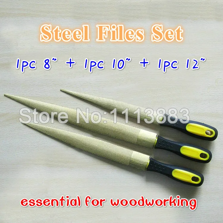 

3 Sizes/Lot 8" 10" 12" INCH Flat Steel File Wood File Pointed Rasp File Set DIY Woodworking Craft Wood Carving Carpenter Tools