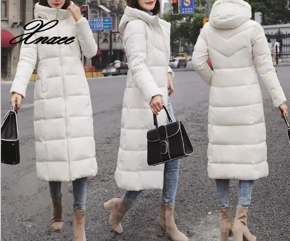 

Female Winter New Hooded coat Women Long Large size coat Women Fur collar Solid color M-6XL