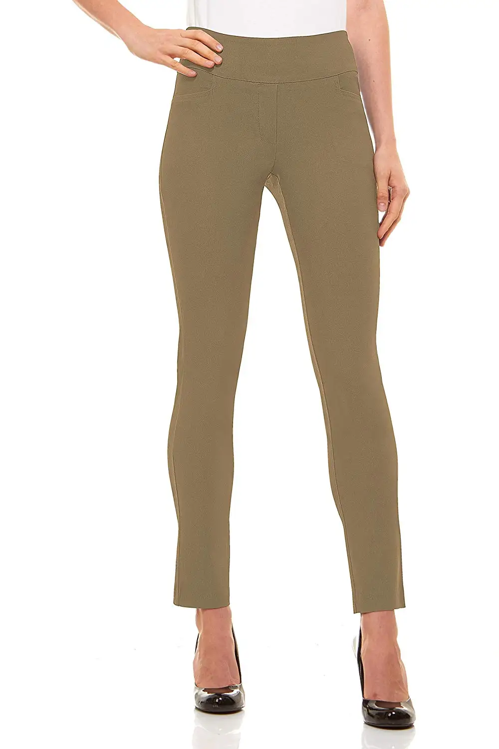 

5 pieces Womens Straight Leg Dress Pants - Stretch Slim Fit Pull On Style