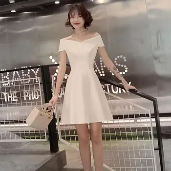 

Women Elegant Princess Short Dress Off Shoulder A-line Swing Dresses Cocktail Party Sundress