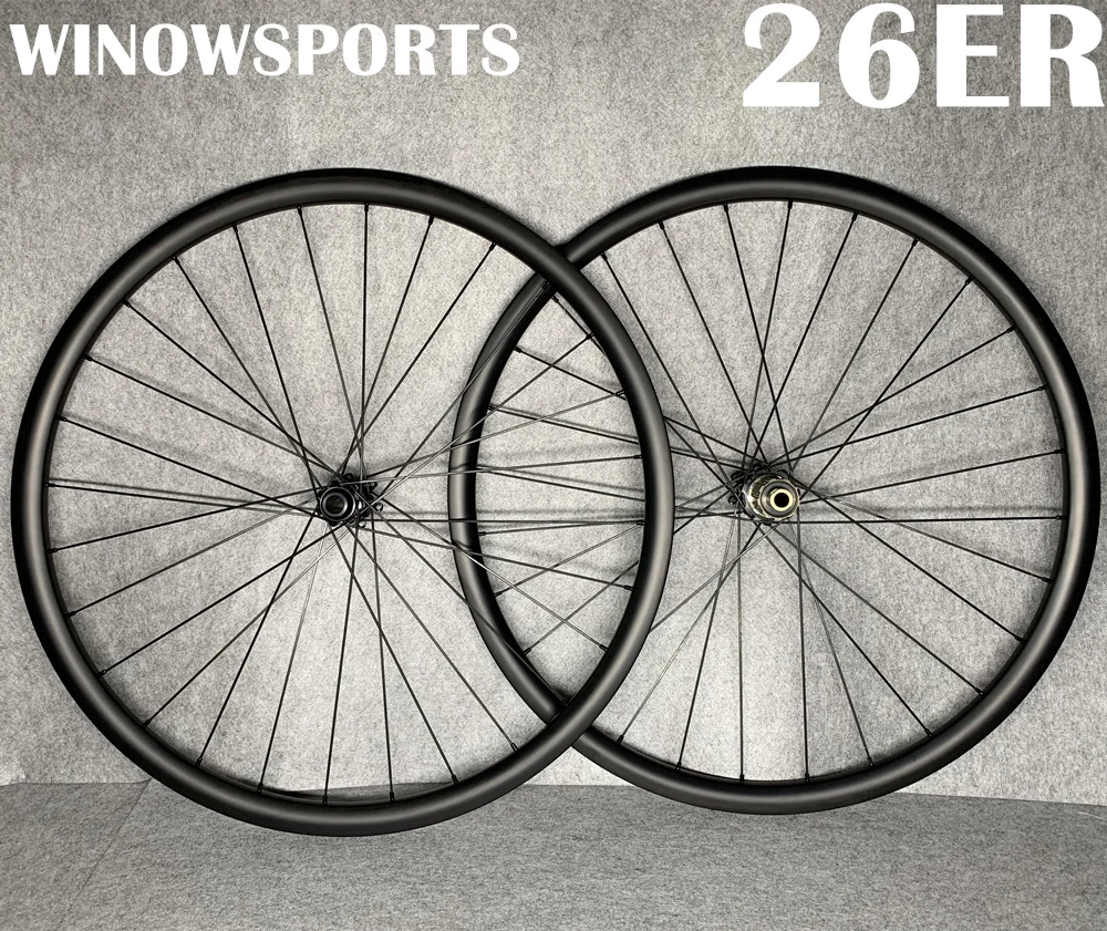 MTB 26er кросскантри карбоновый колеса бескамерные 30 мм в ширину 26 дюймов карбоновые колеса для горного велосипеда Novatec D411SB D412SB карбоновые колеса