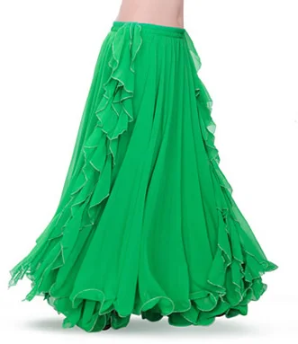 11 цветов, профессиональный шифоновый женский костюм для танца живота, 2 слоя, юбка с разрезом, Новое поступление, юбка для танца живота, платье - Цвет: Зеленый