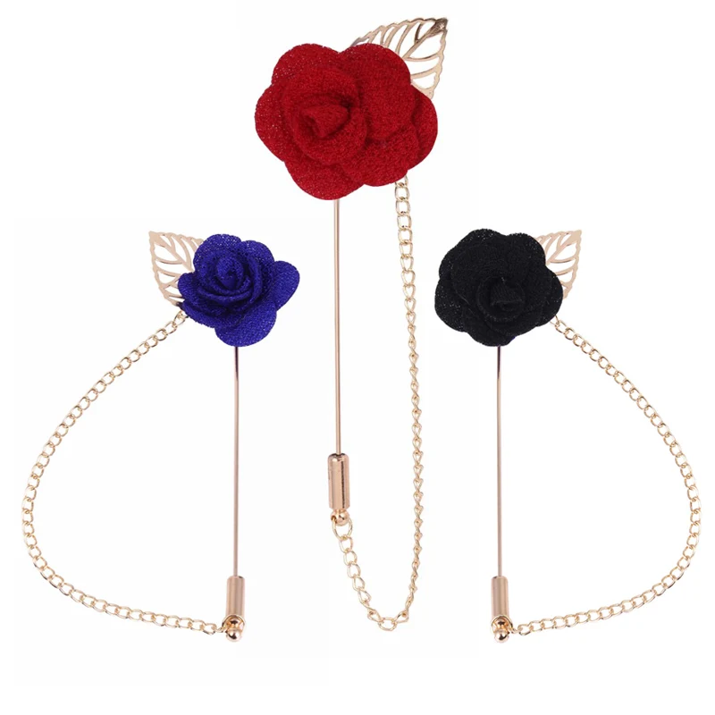 3Pcs/Set Fashion 3D Rose Brooch Pin Women Garment Accessories Jewelry
