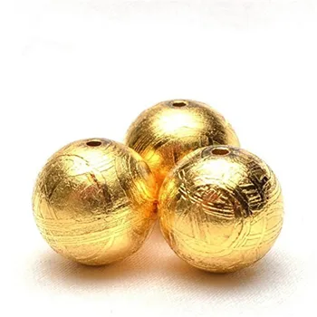 

Natural Gibeon Iron Meteorite Moldavite Woman Man One Round Beads 24K Gold Power 8mm 12mm AAAAA