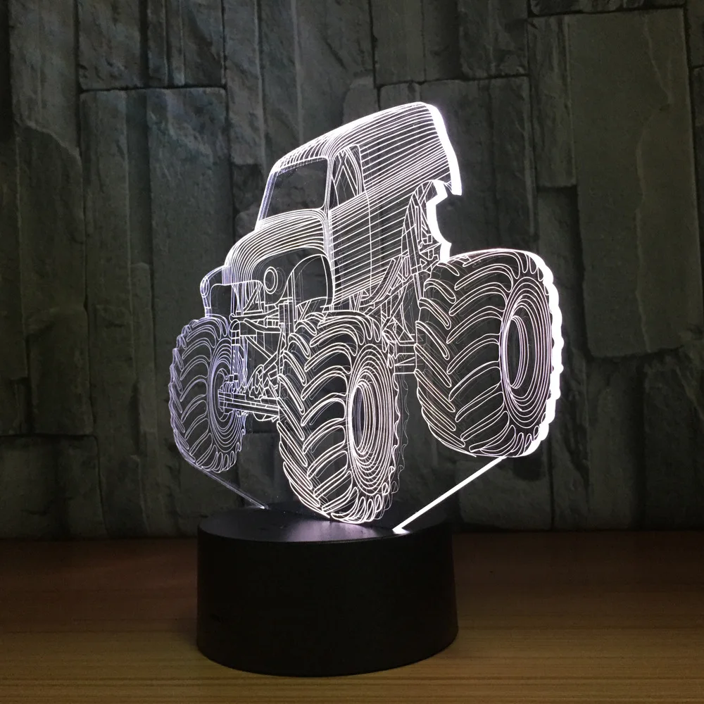 3D цветная лампа для автомобиля, грузовика, форма авто, 3D Голограмма, домашнее освещение, декор для спальни, настольная лампа, лучший подарок на год, классный светильник